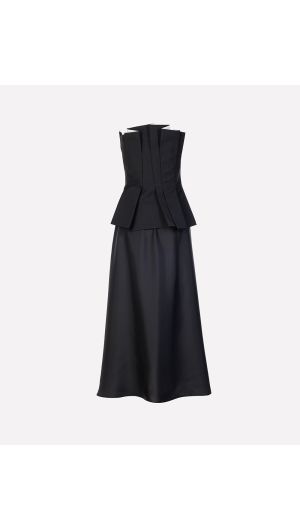 Folded Bustier Cocktail Dress-hover