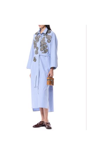 Metallic Appliqué Shirt Dress