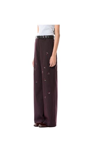 Embellished Pinstripe Pants