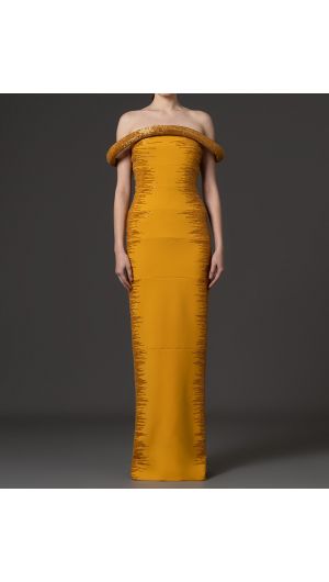 Off-Shoulder Embroidered Gown-hover