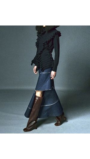 Zip Panel Denim Skirt