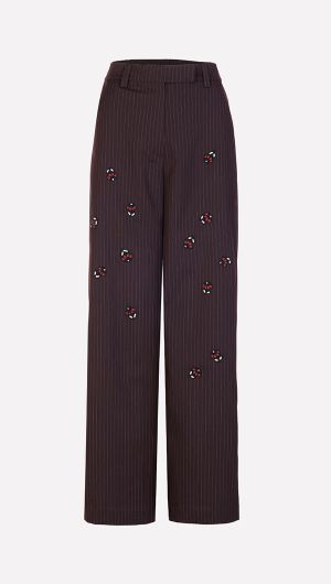 Embellished Pinstripe Pants
