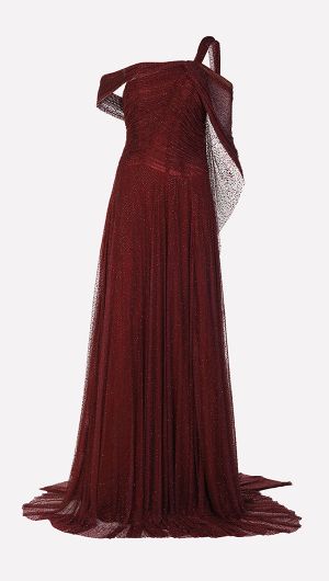 One Shoulder Tulle Gown