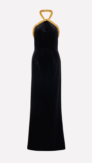 Tubular Neckline Velvet Gown