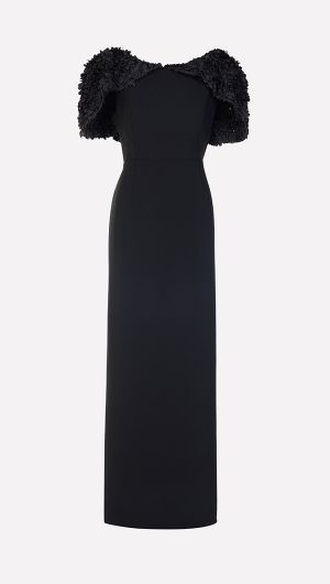 Weber Ruffle Shoulder Gown