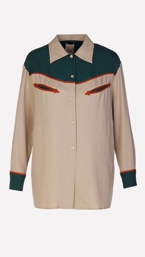 Narcisa Timberwolf Suede Trim Shirt-default