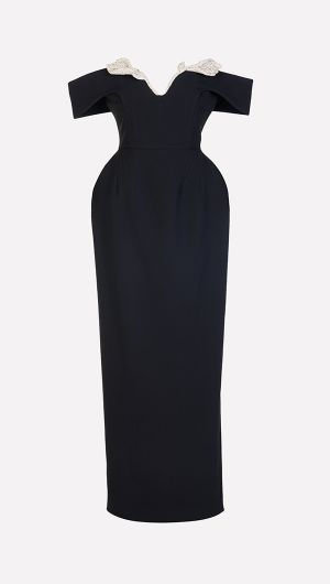 Oscar Crystal Trim Gown