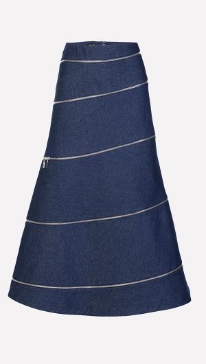 Zip Panel Denim Skirt